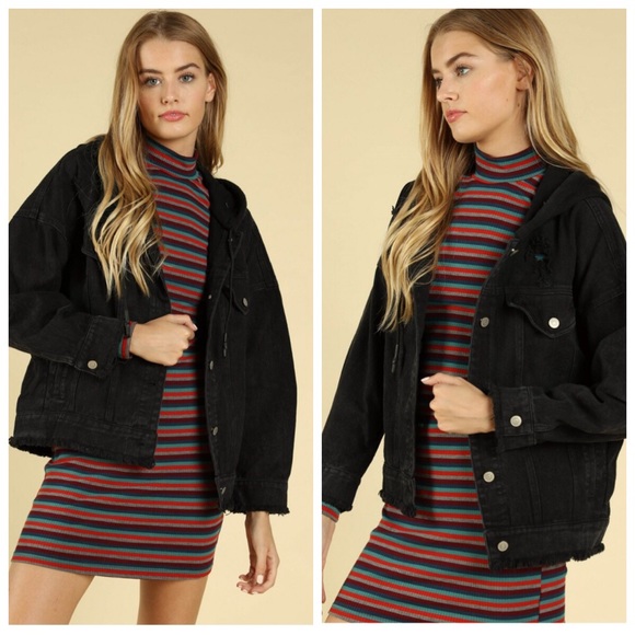 🆕Denim hooded jacket in vintage black - Picture 2 of 3